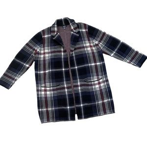 Chaps Plaid Long Open Cardigan Sweater